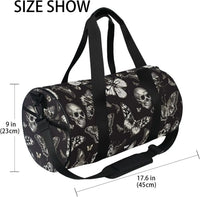 Sports Duffel Bags Gothic Skull Butterfly Athletic Gym Bag Overnight Workout Travel Tote Luggage for Men Women Yoga