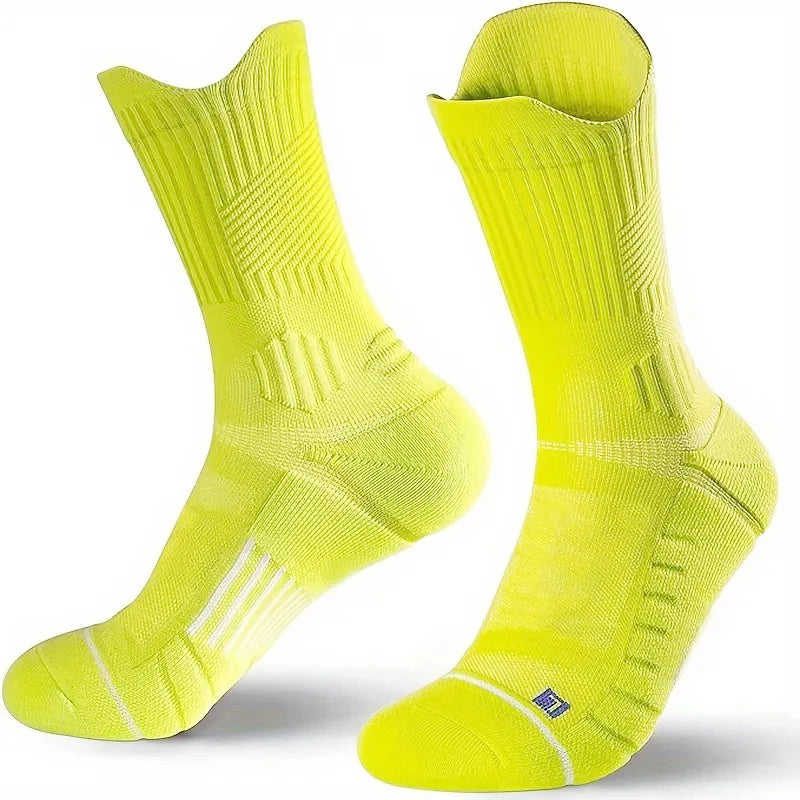 1/5 Pair Men Towel Bottom Basketball Sports Socks Anti Odor Sweat Absorbing Cushioning Shock Absorption All Season Running Socks