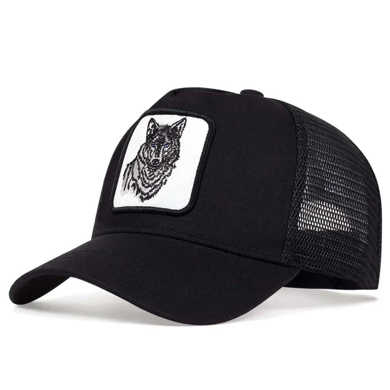 2025 New Embroidered Wolf Men's Fashion Casual Cap Women's Outdoor Breathable Sunshade Net Hat Summer Baseball Cap Breathable