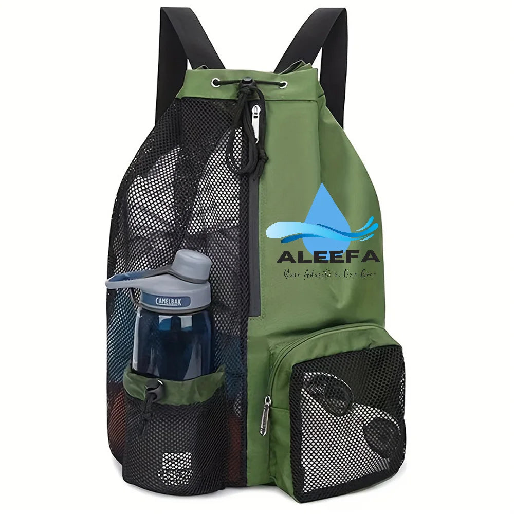 45L Swim Mesh Backpack with Wet Pocket - Leakproof Zip, Fast Dry Ideal for Swimming/Beach/Camping/Gym, Separate Dry&Wet