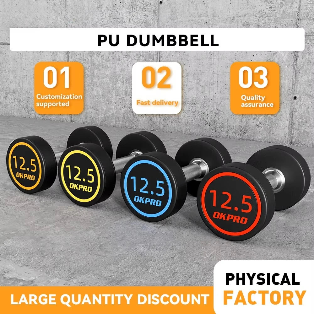 Rubber-coated Round-head Electroplated Dumbbell Set, Made of Pure Steel with Ergonomic Grip, for Personal Fitness Trainers.