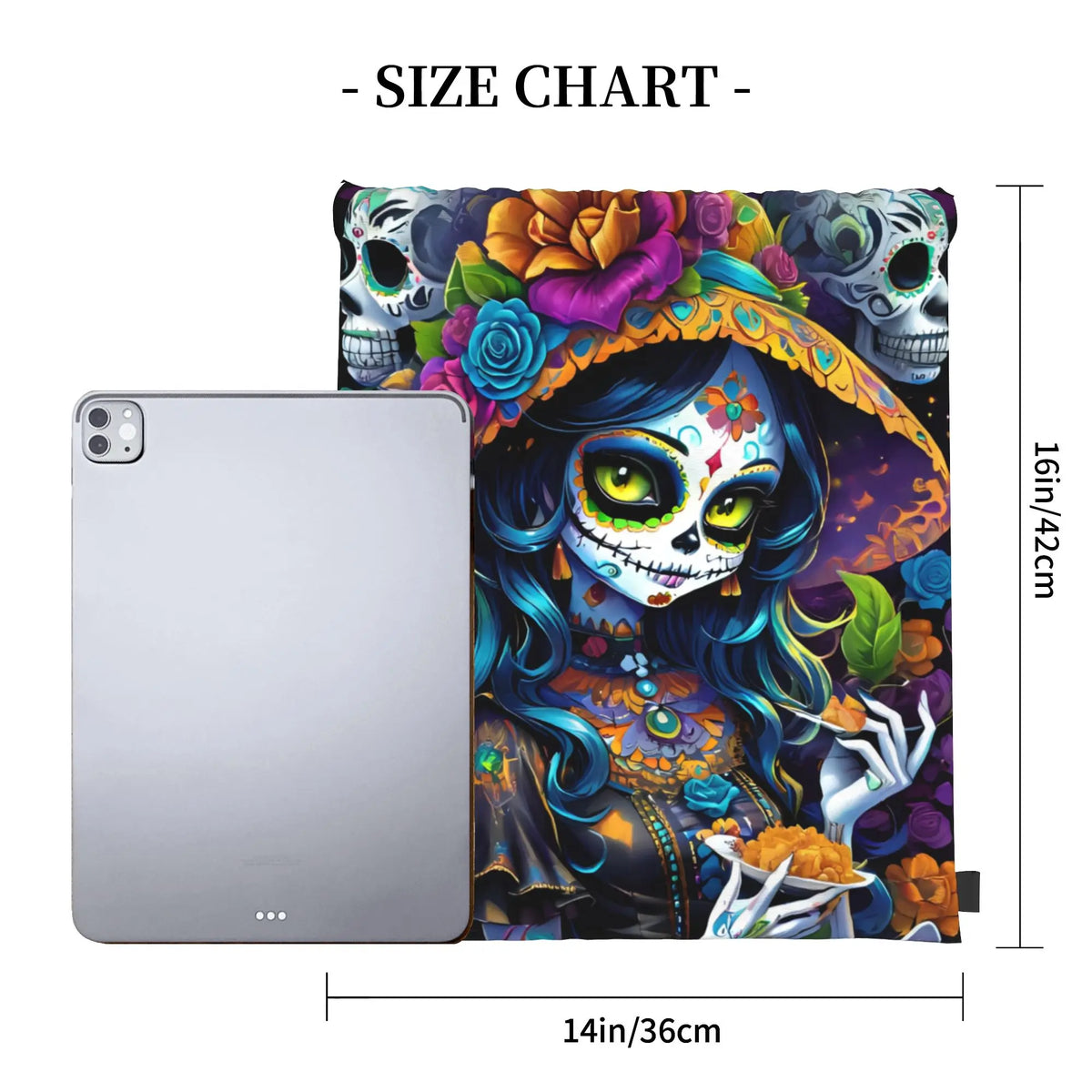 Custom Day of the Dead Retro Style Ideal Gift Halloween Drawstring Backpack Sports Gym Bag for Women Men  Training Sackpack