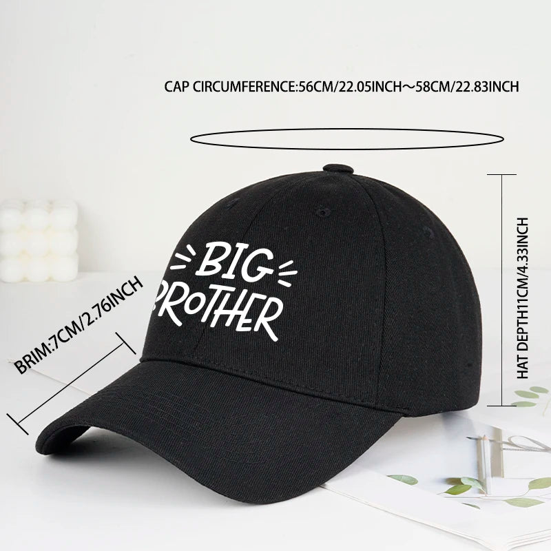 Coolwind BIG BROTHER Letter Print Soft-Peak Baseball Cap - Adjustable Outdoor Sports Cap - Unisex Men's Versatile Dad Cap
