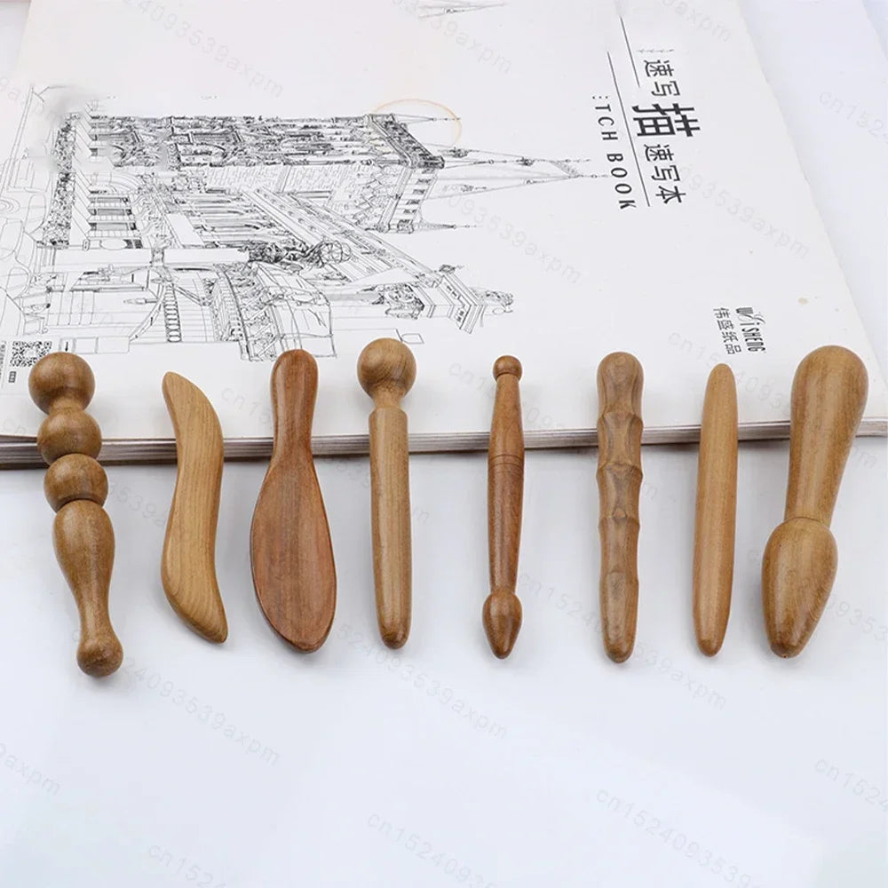 Natural Wooden Acupoint Stick Dial Stick Meridian Pen Massage Stick Body Meridian Stress Relief Foot Sole Acupoint Massage Tools