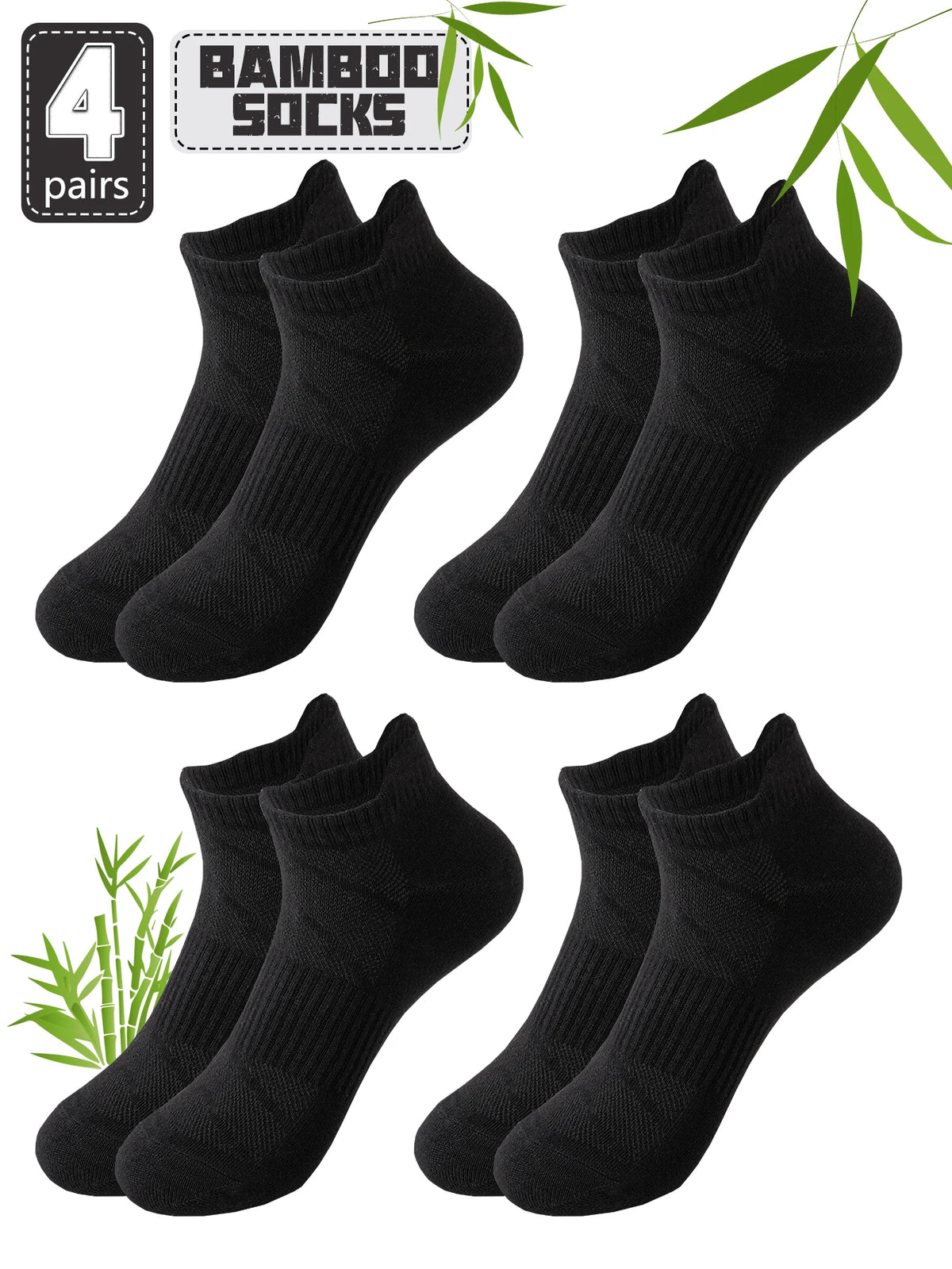 4 Pairs Women's Bamboo Fiber Short Socks Breathable Mesh Thin Summer Spring Pure Color Simple Design Casual Short Tube Socks