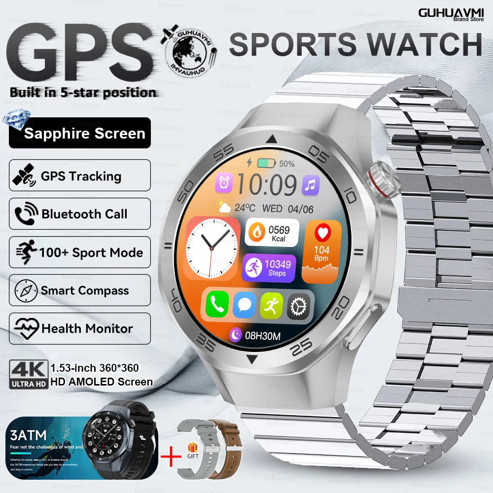 New Watch 6 Pro SmartWatch Built-in GPS Bluetooth Call Heart Rate 3ATM Waterproof  1.53