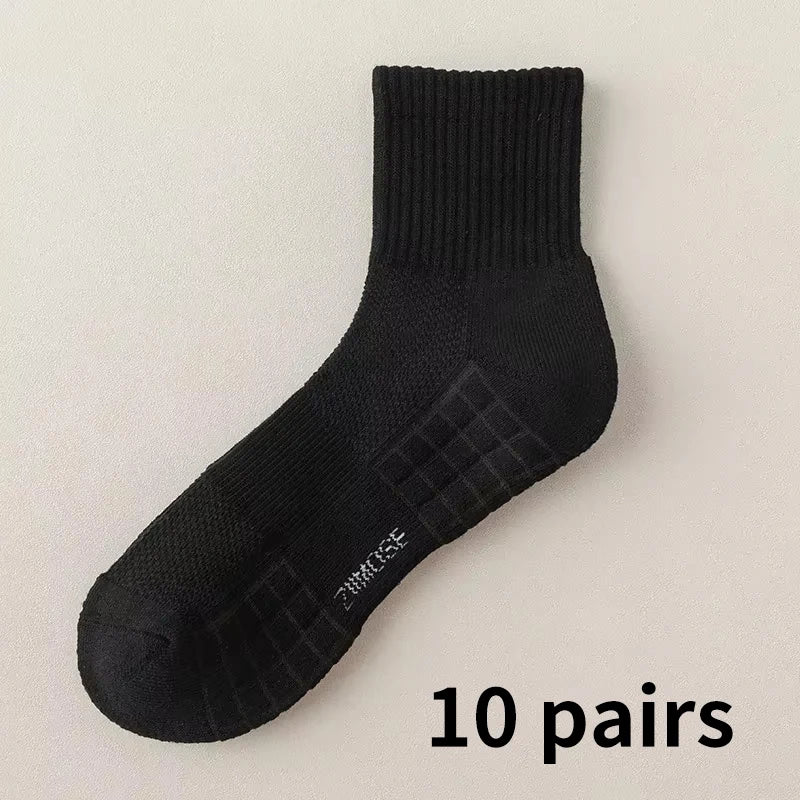 1pc 4pcs 5pcs 10pcs Socks Men's Cotton Spring Towel Bottom with Velvet Mid-tube White Stockings Thickened Sports Basketball Sock