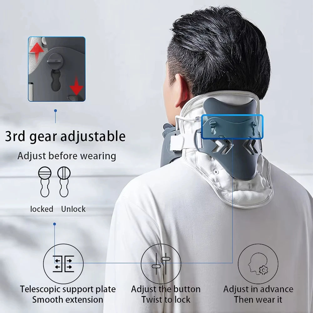 Cervical Traction Device Lightweight and Adjustable Neck Brace Support Stretcher with Built-in Airbag for Pain Relief Relaxation