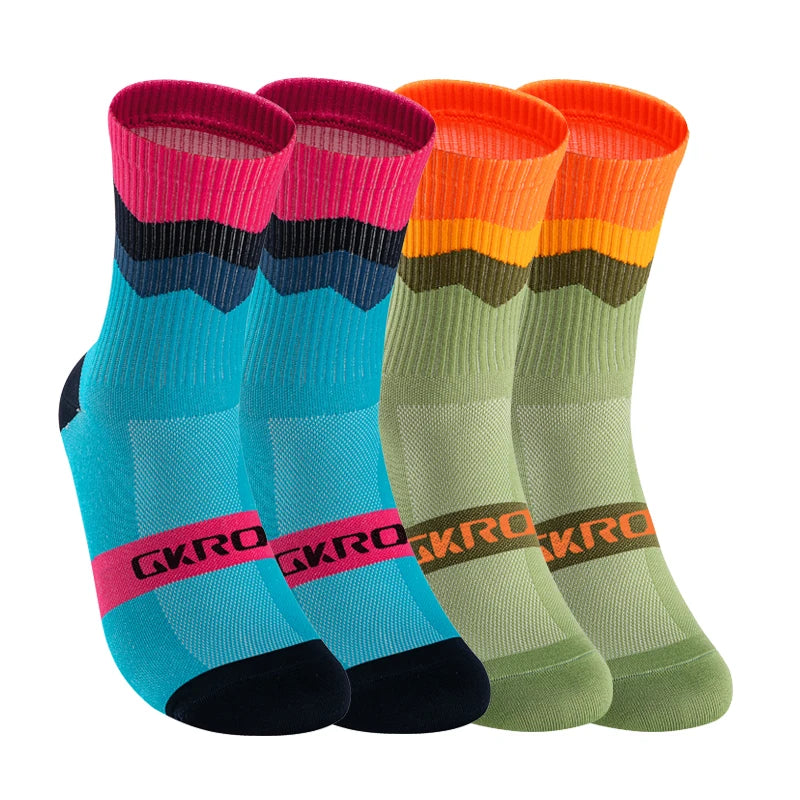 GKRQ 4 Pairs Bike Socks Men Nurse Compression Cycling For Women Mtb Guard Socks Stockings Sport Grip Barre Socks