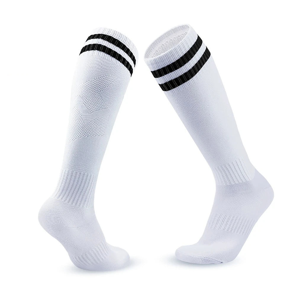 Loogdeel 1 Pair Soccer Socks Stretchy Compression Knee High Tube Socks Football Athletic Socks for Men Women Teens Kids