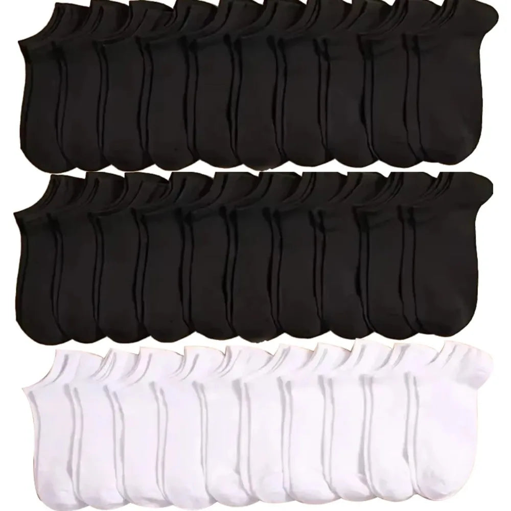 Unisex Casual Plain Color Boat Socks Thin Breathable Comfy Anti Odor Sweat-absorbing Ankle Socks For Men Women black,white,gray