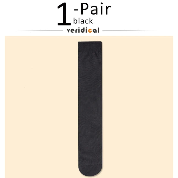 7 Pairs Man Short Silk Socks Business Thin Nylon Striped Breathable Soft Elastic Below Knee Calf Formal Wear Crew Sock Gentleman