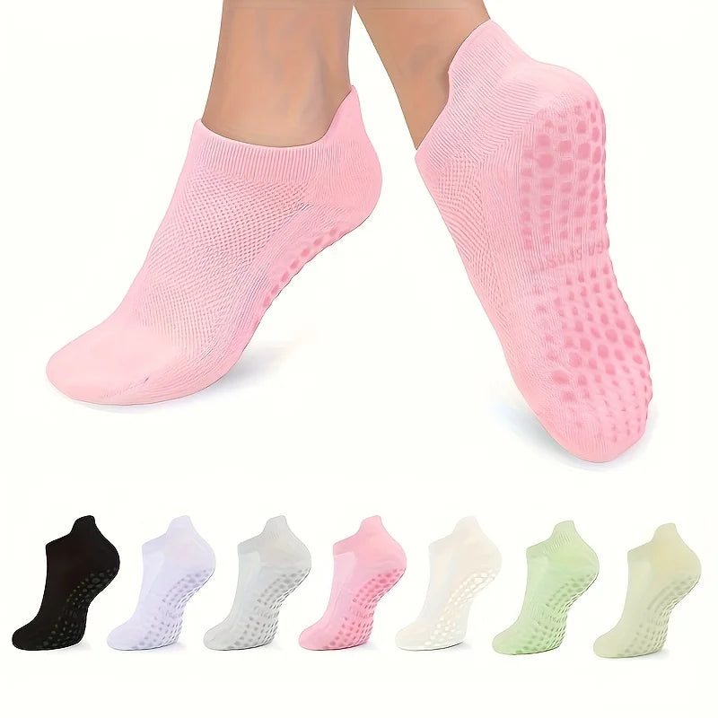 1-4 Pairs Grip Pilates Socks for Women Yoga Athletic Socks for Barre Ballet Barefoot Workout