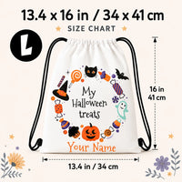 Personalized My Halloween Treats Drawstring Backpack Custom Name Kids Halloween Candy Bag Children Trick Or Treat Sack
