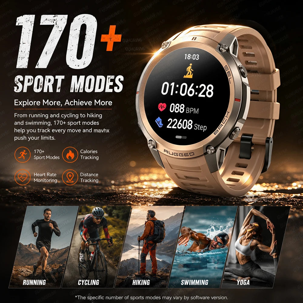 2026 New Google Maps Smart Watch GPS Route Tracking Offline Map Compass Fitness Tracker BT Call Rugged Outdoor HD Smartwatch Men