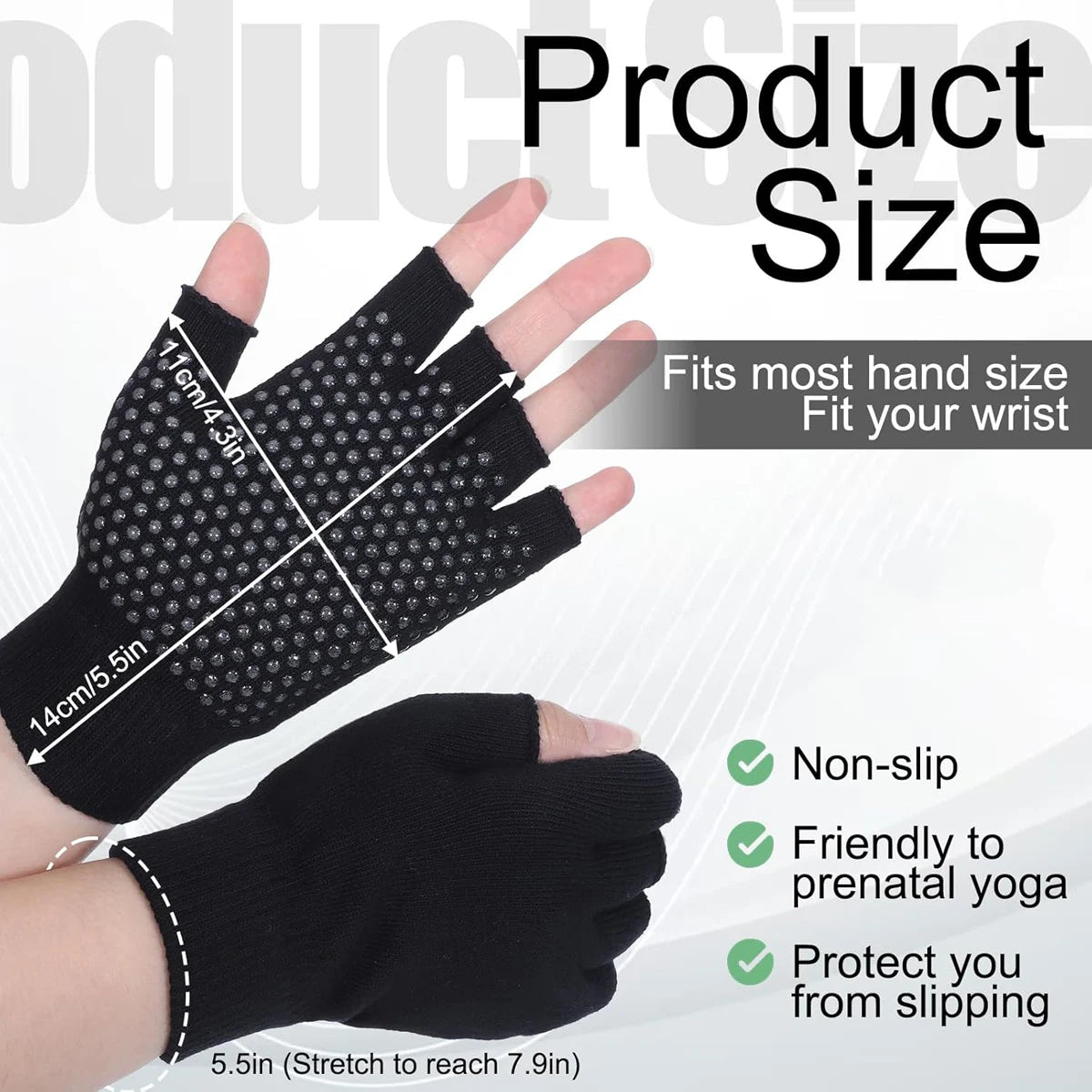 Half-Finger Workout Gloves Non Slip Fingerless Yoga Gloves Fingerless Pilates Glove Weight Lifting Glove for Women for Cycling