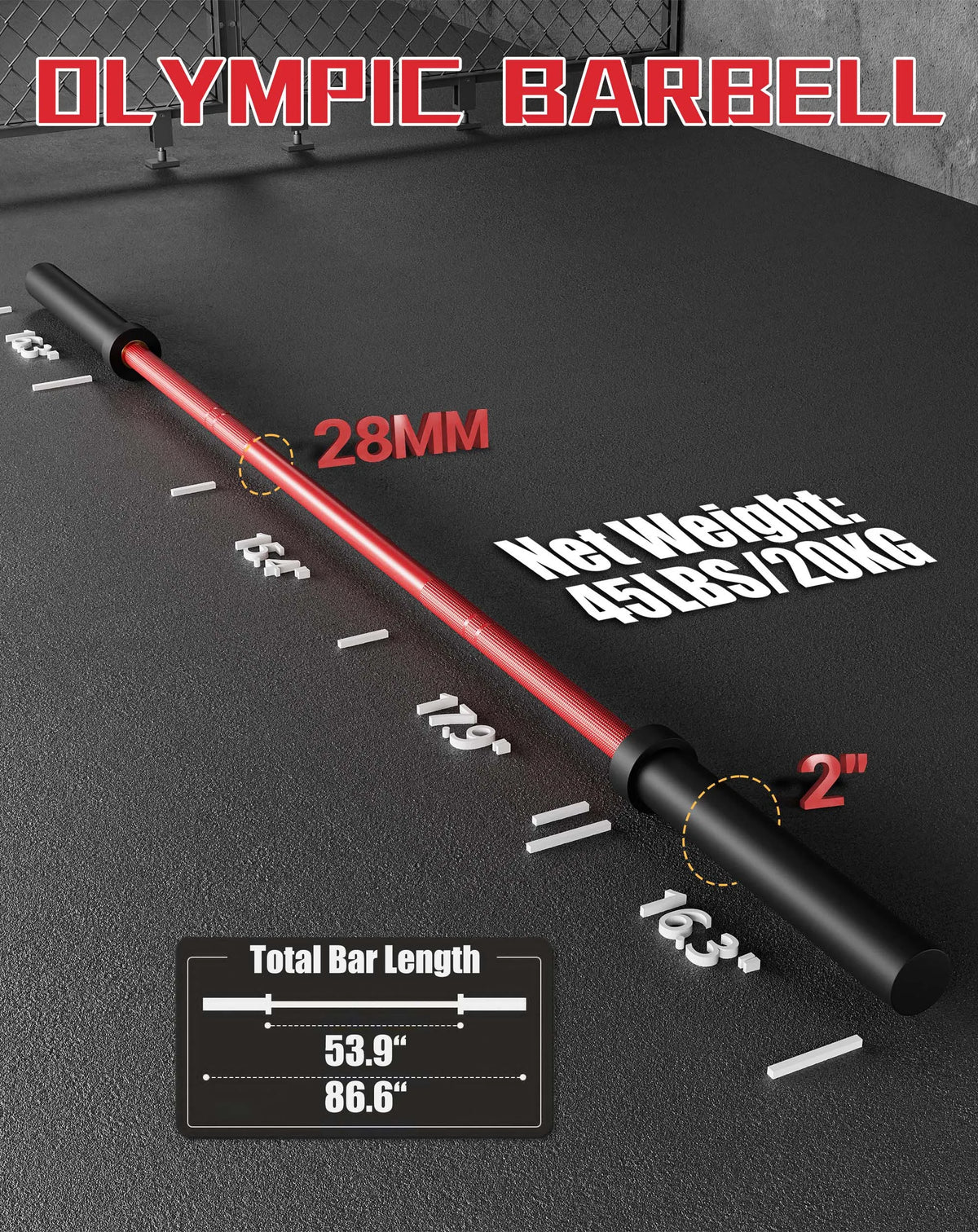 7Ft Barbell Bar for Power Lifting Weightlifting, 1000LBS Capacity 2