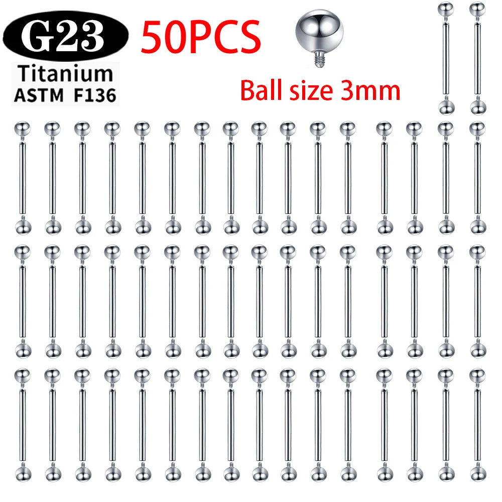 1/5/50PCS ASTM F136 Implant Grade Titanium Internal Thread  Barbells Tongue Ring Piercing Body Jewelry Earrings