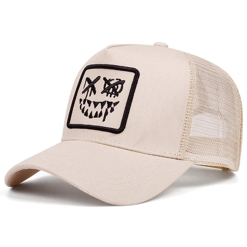 Unisex XX Smiling Face Embroidery Baseball Net Caps Spring and Summer Outdoor Adjustable Casual Hats Sunscreen Hat