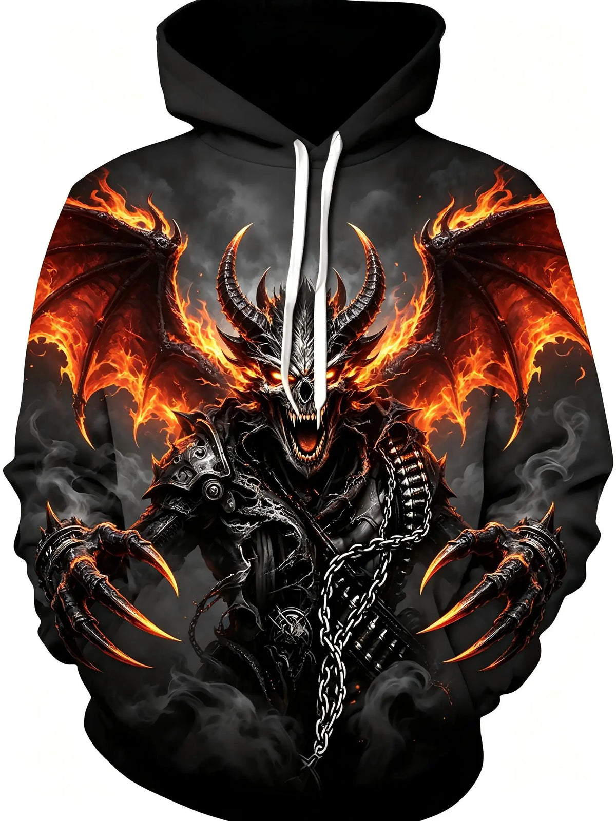 European and American Men's Autumn Halloween Skeleton Wing Printed Soft and Comfortable Hoodie Outdoor City Street Style Top