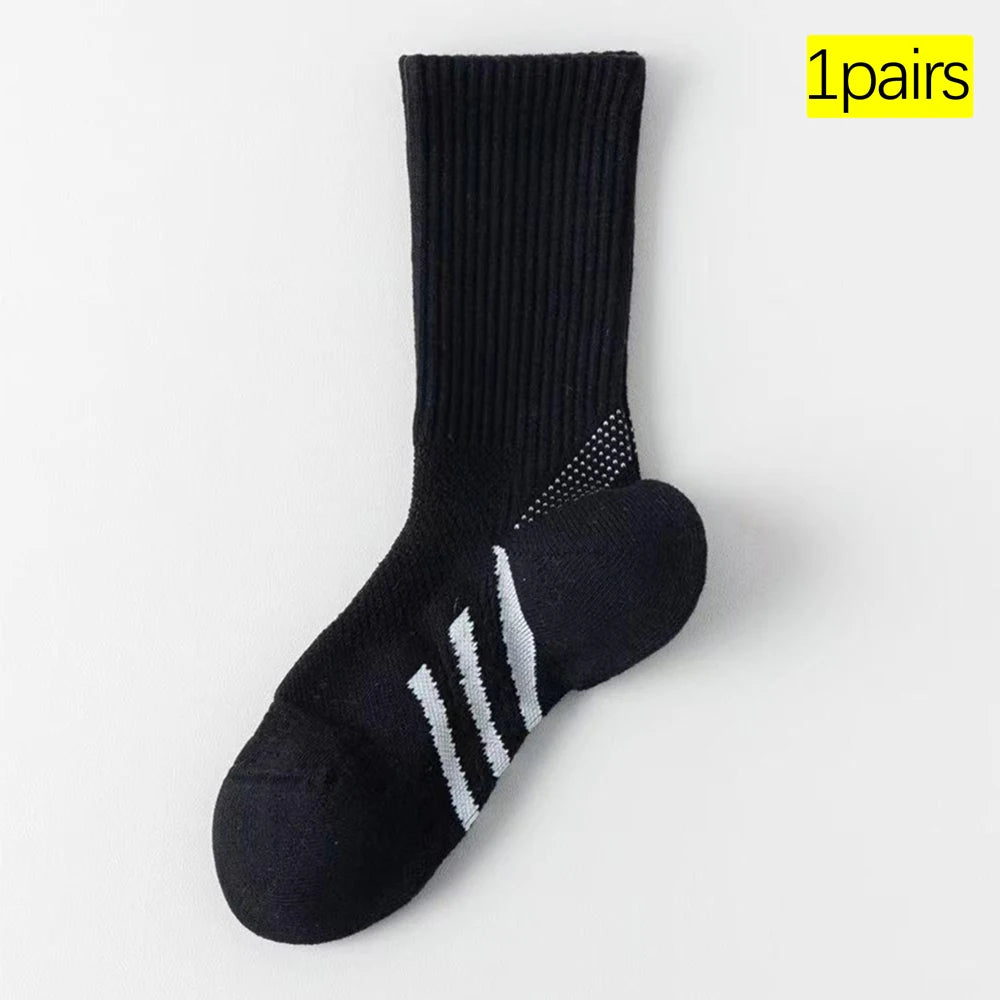 1/2Pairs Professional Arch Support Thick Cushioned Mid-Calf Socks (Badminton/Tennis/Fitness) Shock Absorbing Performance Socks