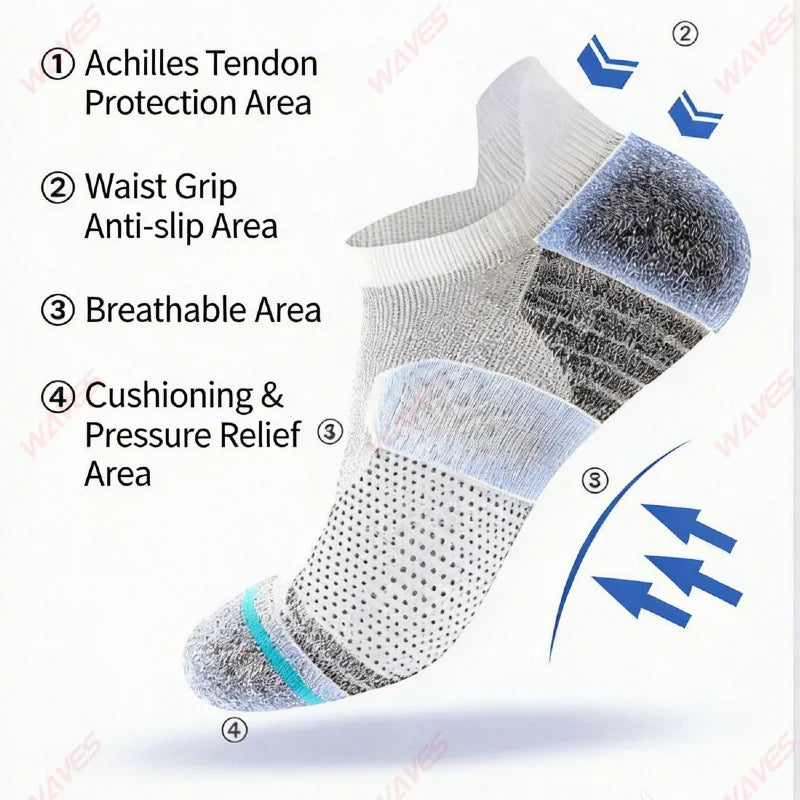3 Pairs Professional Marathon Socks Men's Thick Towel Bottom Special for Badminton Running Thin Sports Socks