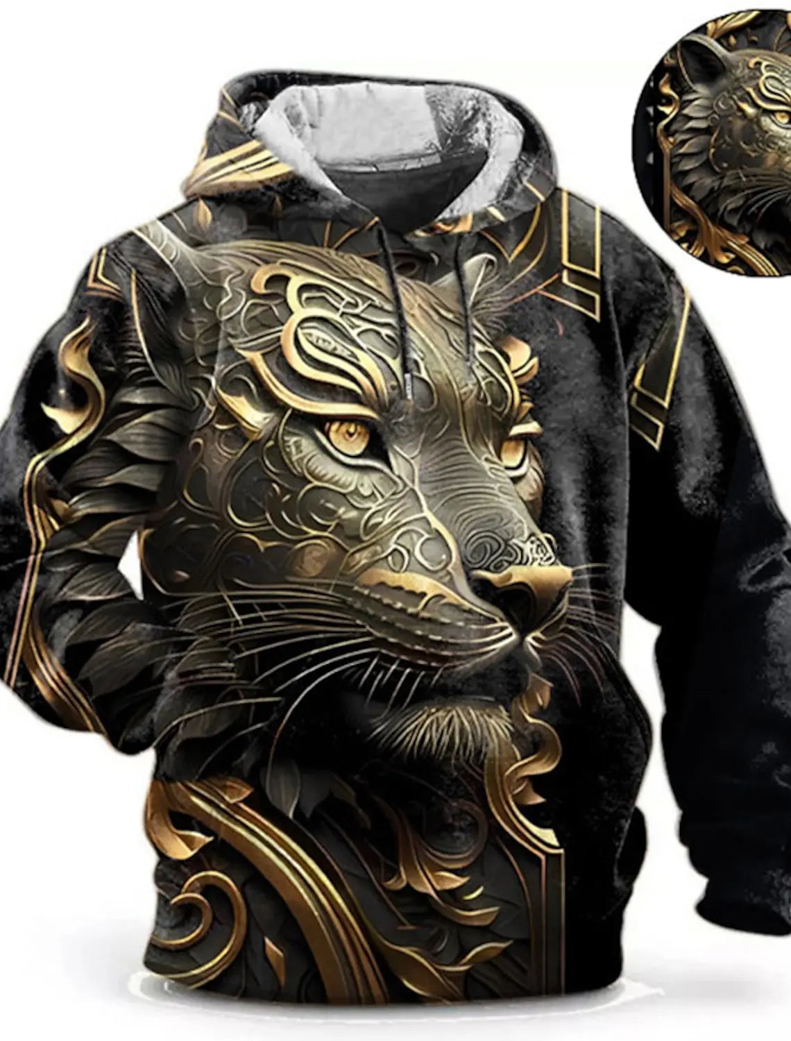 New Graphic Lion Men's Fashion 3D Print Hoodie Streetwear Hoodies Long Sleeve Hooded Front Pocket Spring Sweatshirt