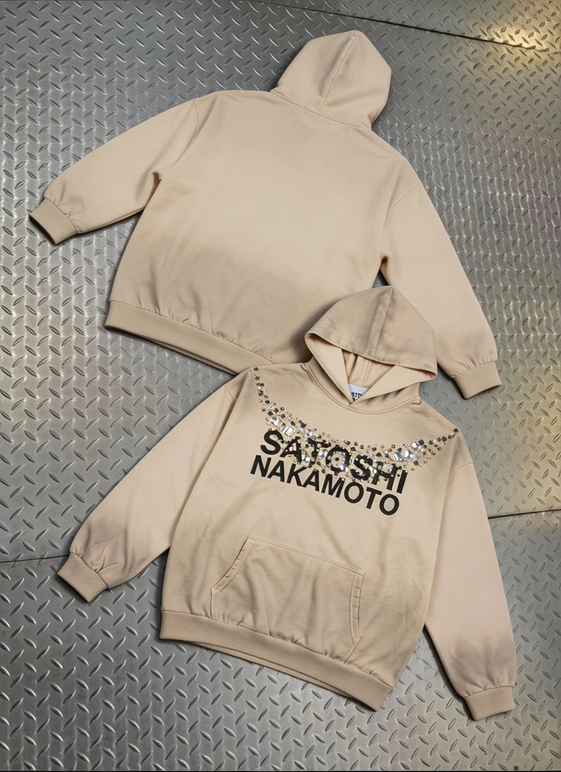Street Casual SATOSHI Hoodies Pullover Embossed Pattern Embroidery Turtle Shell Design Washed Hooded Men Women Loose Sweatshirts