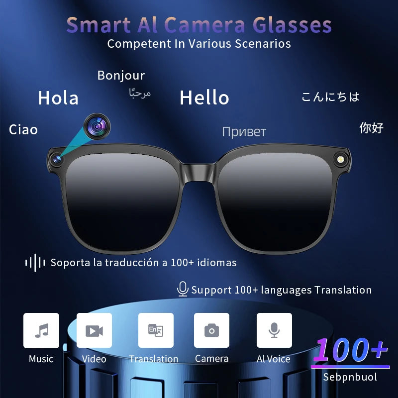 PEJE AI Smart Glasses with Camera, 1080P HD Video Recording Glasses, AI Assistant (ChatGPT/Doubao), Real-Time Translation