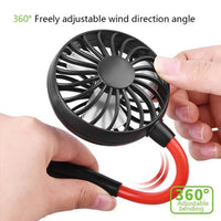 Hands Free Portable Neck Fan Rechargeable Mini USB Personal Fan Battery Operated with 3 Level Air Flow for Sports Travel Outdoor