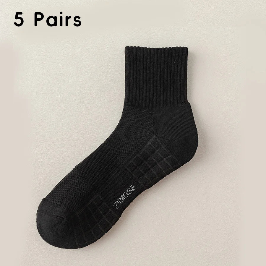 1pc 4pcs 5pcs 10pcs Socks Men's Cotton Spring Towel Bottom with Velvet Mid-tube White Stockings Thickened Sports Basketball Sock