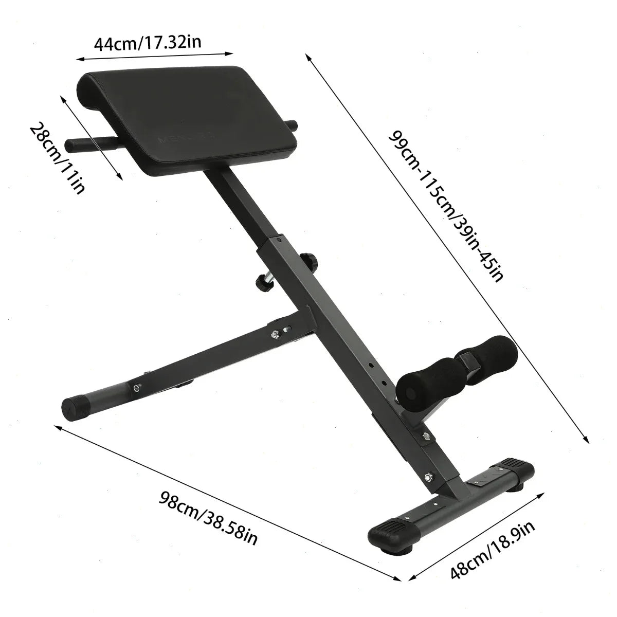 Ab Bench, Roman Chair, Hyperextension Bench, Adjustable 5 Position, 330Lbs Capacity, Steel Frame, Foldable Design, PU Foam Pads, for Back Hip Core Strength Training Home Gym
