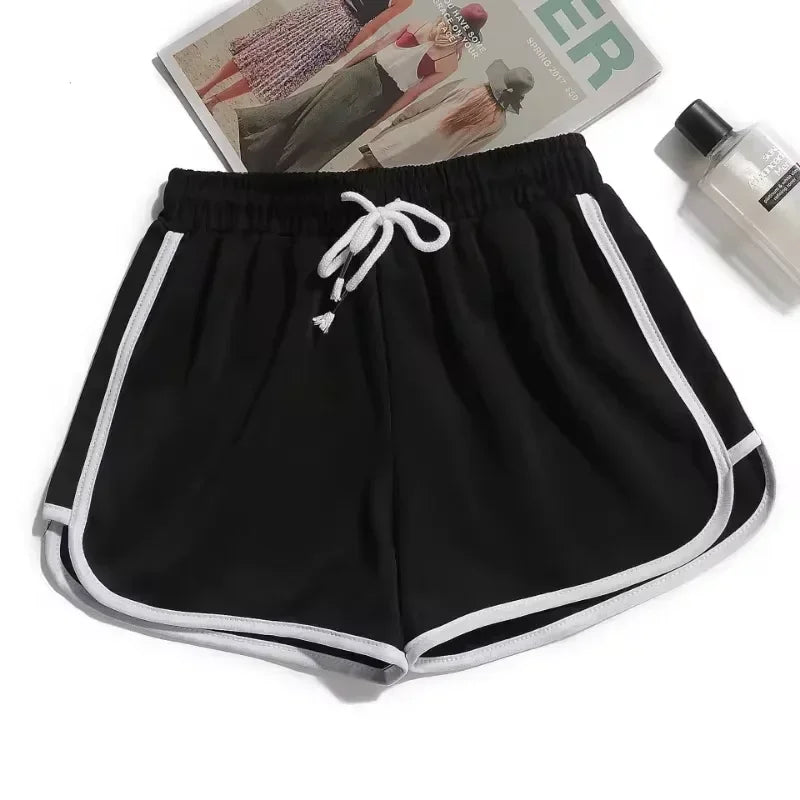 2024 Striped Sports Shorts Women Korean Fashion Casual Mini Shorts Summer Simple Loose Wide Leg Shorts Ladies New
