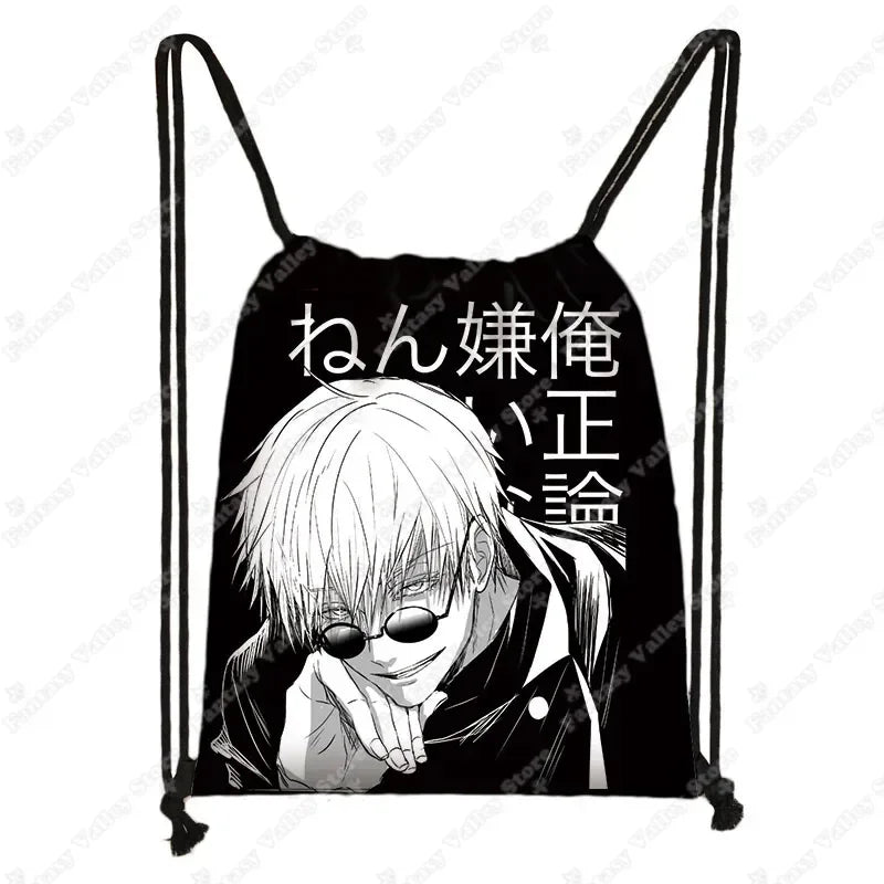 Anime Jujutsu Kaisen Backpacks Gojo Satoru Yuji Itadori Drawstring Bag Harajuku Large Capacity Storage Bags Outdoor Shoulder Bag