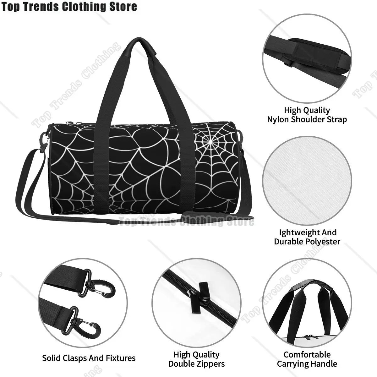 Halloween Spiderweb Sport Bags Scary Spooky with Shoes Gym Bag Oxford Men Women Design Handbag Swimming Cute Fitness Bag