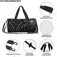 Halloween Spiderweb Sport Bags Scary Spooky with Shoes Gym Bag Oxford Men Women Design Handbag Swimming Cute Fitness Bag