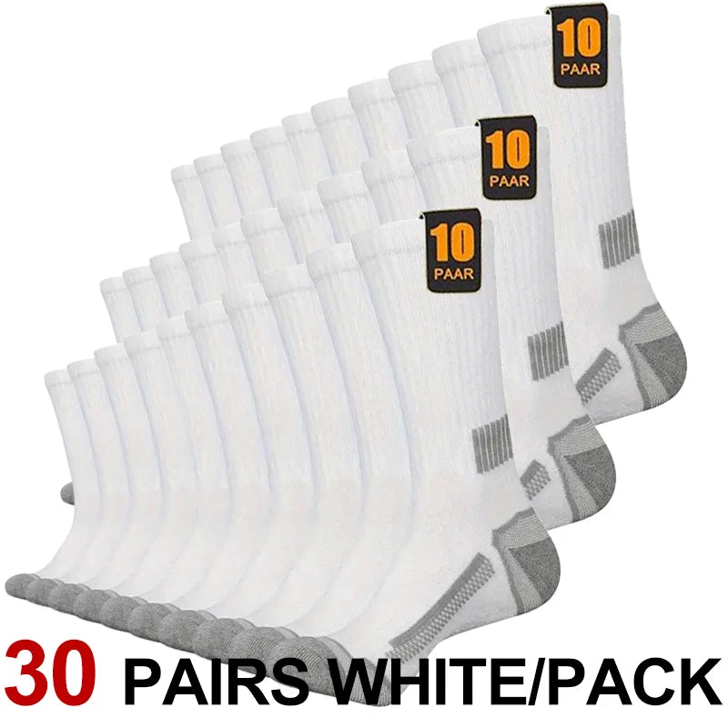 10/30 Pairs Neutral Solid Color Round Neck Socks Spring Summer Sweat Absorbing Breathable Comfortable All-season Sports Socks