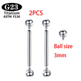Implant Grade Titanium ASTM F136 Internal Thread Straight Barbells Tongue Ring Earrings Piercing Jewelry Bar 2/5/50pcs/lot