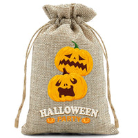 10pcs10X15cm Halloween Linen Drawstring Gift Bag Trick or Treat Party Children's Small Gifts Candy Packaging Storage Bag