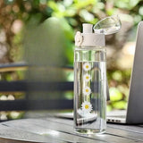 780ml Daisy Flower Plastic Water Bottle Sports Transparent Water Bottle Portable Gym Travel Clear Leakproof Drinking Bottle