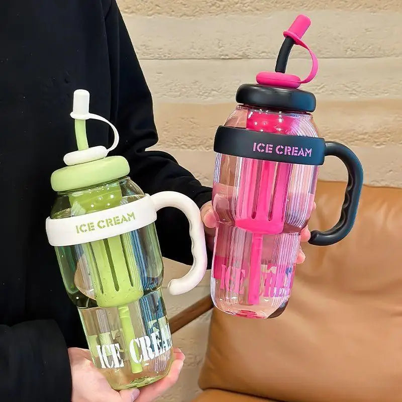 1300ML Plastic Water Bottle with Straw for Kids Large Capacity Cute Cup School Travel Outdoor