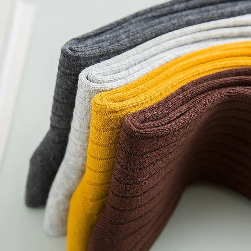 Autumn Winter Pure Color Mens Socks Cotton Warm Black and White Happy Socks Male  Gifts for Men EUR 39-44 387
