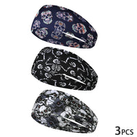 Elastic skull print sports headband, sweat-absorbent sports headband, unisex non-slip fitness headband, cycling street headband