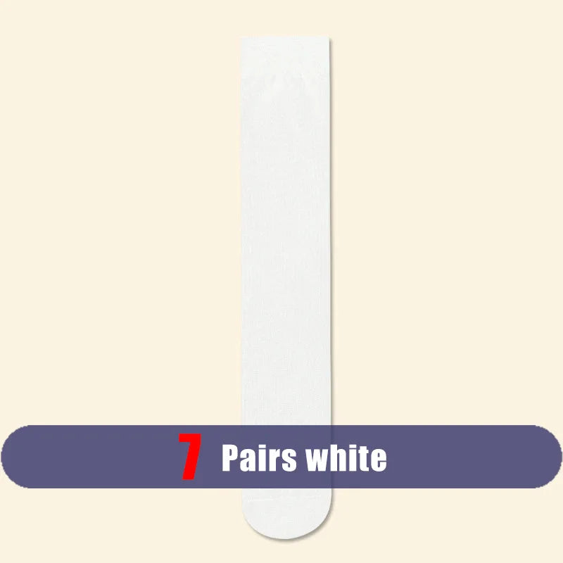 7 Pairs Man Short Silk Socks Business Thin Nylon Striped Breathable Soft Elastic Below Knee Calf Formal Wear Crew Sock Gentleman
