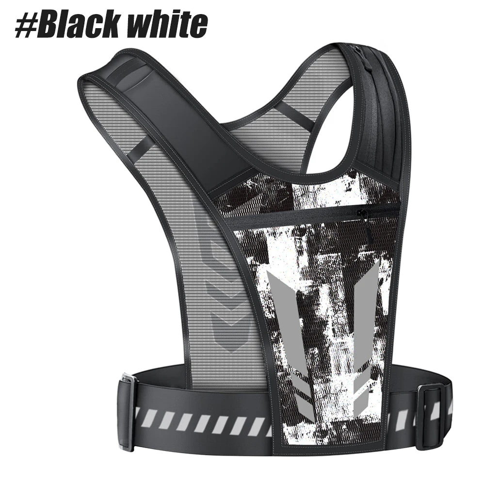 Reflective Running Vest with Phone Holder & Key Pocket | Adjustable Strap for Men Women Night Jogging Walking Gym Exercise Gear