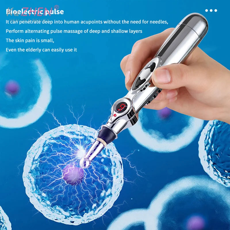 New Electric Massage Pen Adjustable For Body Back Hand Massage Press And Relax Muscles, Battery Powered Silver