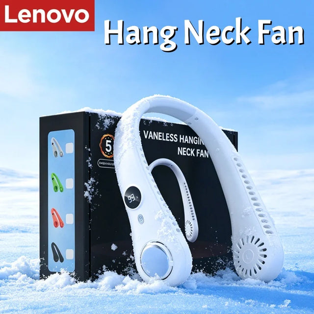 Lenovo Bladeless Neck Fan, Portable USB Rechargeable Hands Free Wearable Cooling Fan Long Battery Life Outdoor Travel Turbo Fan