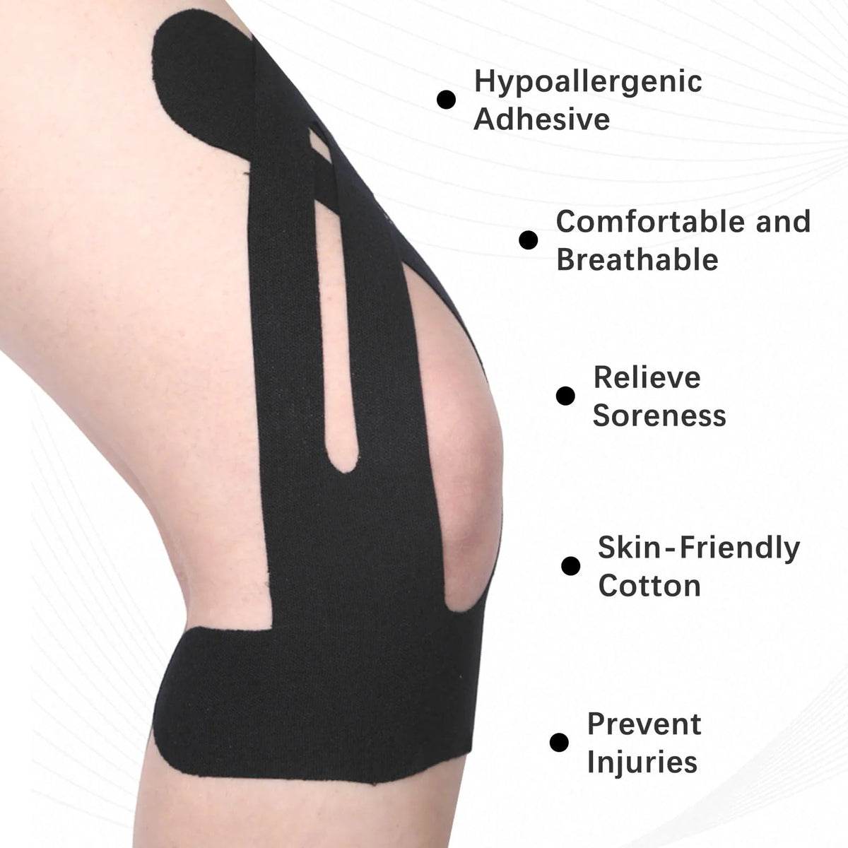 10pcs Kinesiology Tape for Knees, Knee Support & Stability, Knee Pain Relief Athletic Tape - Waterproof & Elastic, Breathable