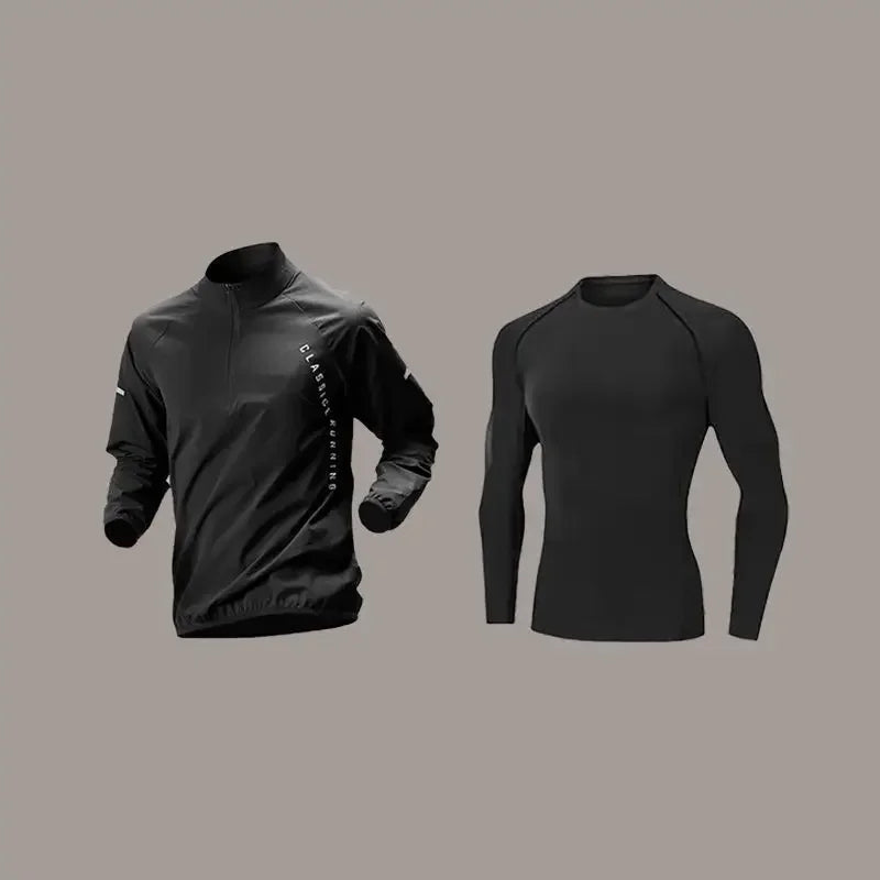 Men's Quick Drying Sports Suit Autumn Track and Field Zipper Training Running Fitness Long Sleeved Bicycle Breathable Sportswear