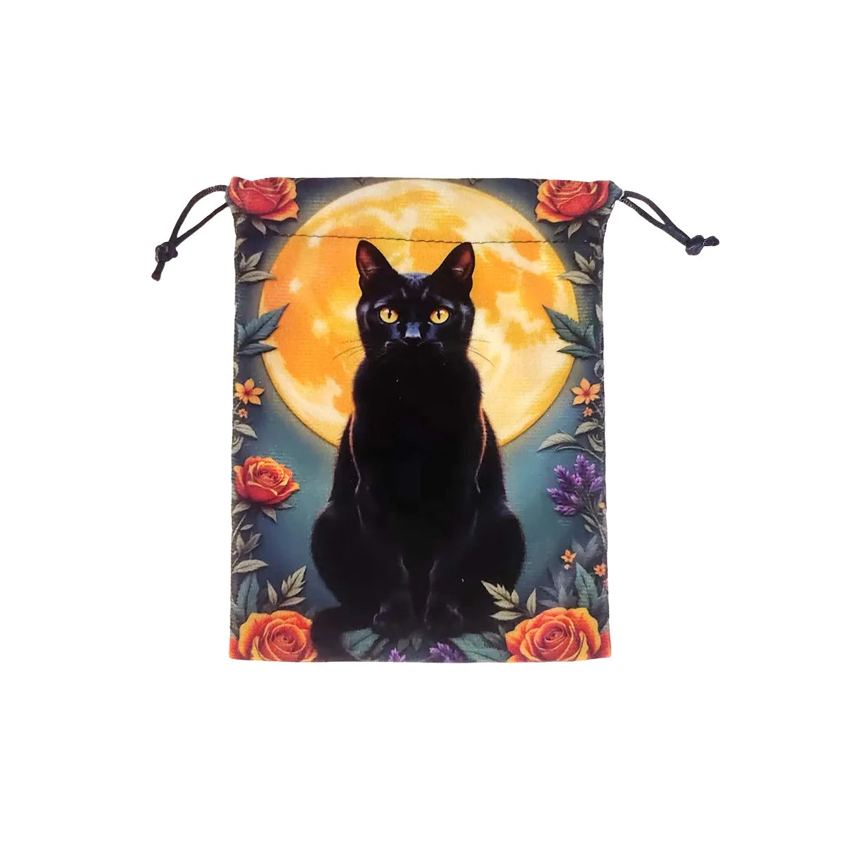 Velvet Witch Cat  Tarot Card Bag With Halloween Pumpkin Drawstring Pouch For Divination Jewelry Astrology Dice Accessories Bag